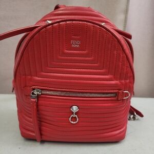 Authentic Red Quilted Leather FENDI napa Backpack